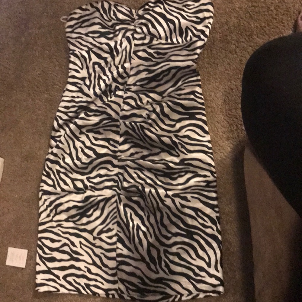 Strapless Zebra Print Dress